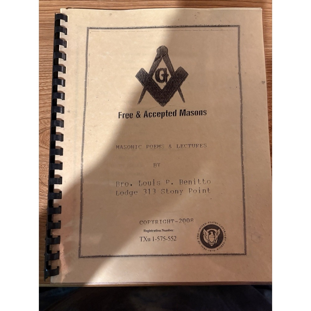Free & Accepted Masons Masonic Poems & Lectures Spiral Bound 2008 Stony Point NY